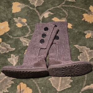 UGG Purple Knit Button Boots